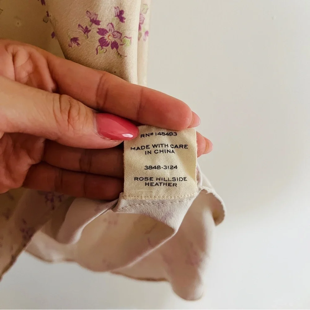 DÔEN Elowen Silk Midi Skirt XS Rose Hillside Heather Floral Bias Cut​